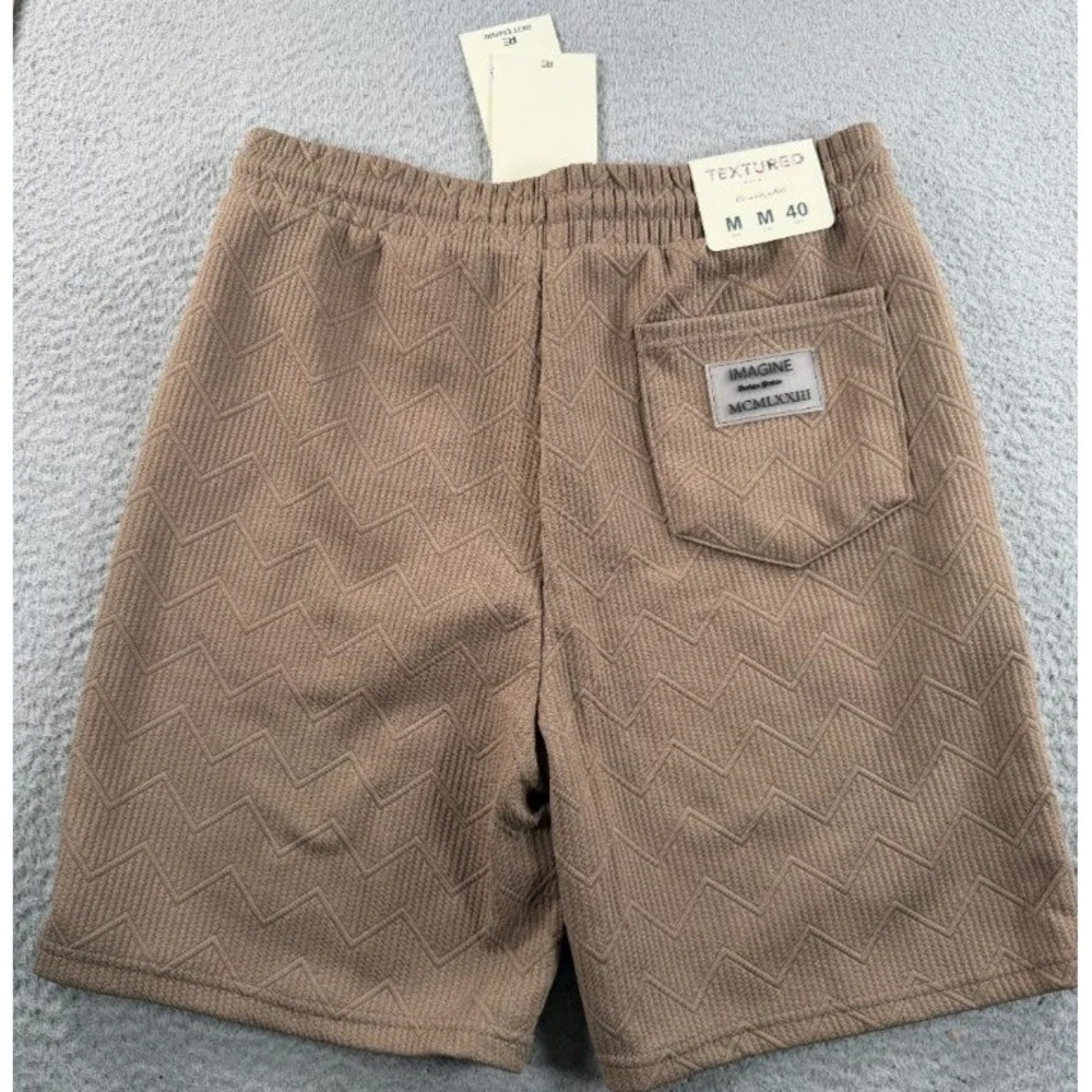 Riot Empire Imagine Textured Shorts Mens Medium Brown Stretch Drawstring NWT